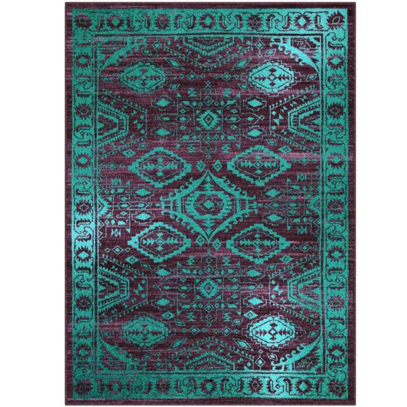 Maples Rugs Georgina Traditional Vintage Wineberry Non Slip Indoor Area Rug, 5' x 7'
