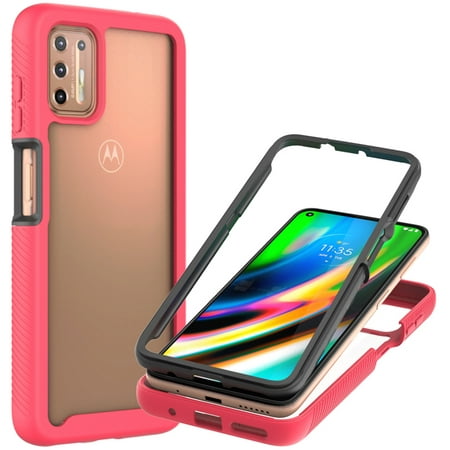 CoverON Motorola Moto G9 Plus Phone Case, Military Grade Full Body Rugged Slim Fit Clear Cover, Pink