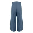 thumbnail image 5 of Olyvenn Women's Fashion Casual Solid Color Cotton and Linen Drawstring Nine Point Pants with Pocket Loose Casual Pants Blue L, 5 of 7
