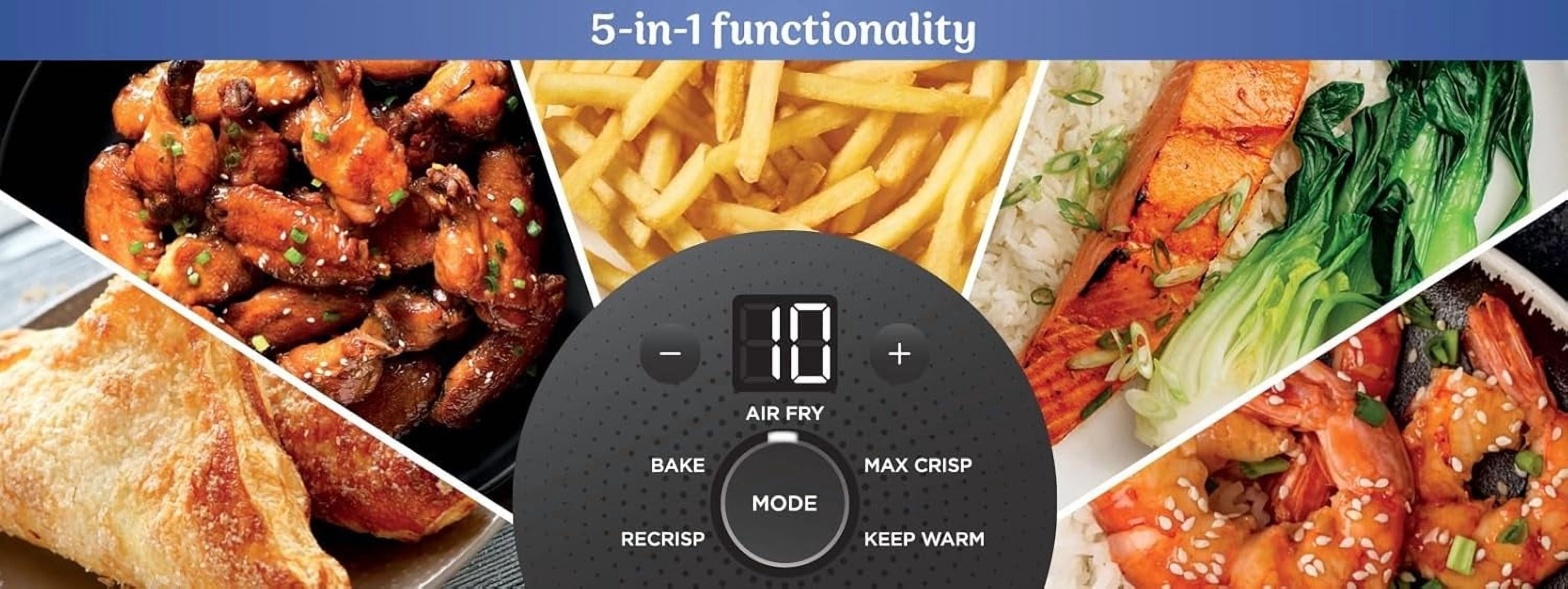 Ninja Crispi 5-in-1 Portable Glass Air Fryer Cooking System, 1500W, 4QT & 6-Cup TempWare Glass Containers with Storage Lids, Microwave, Freezer & Dishwasher Safe, Cyberspace Gray