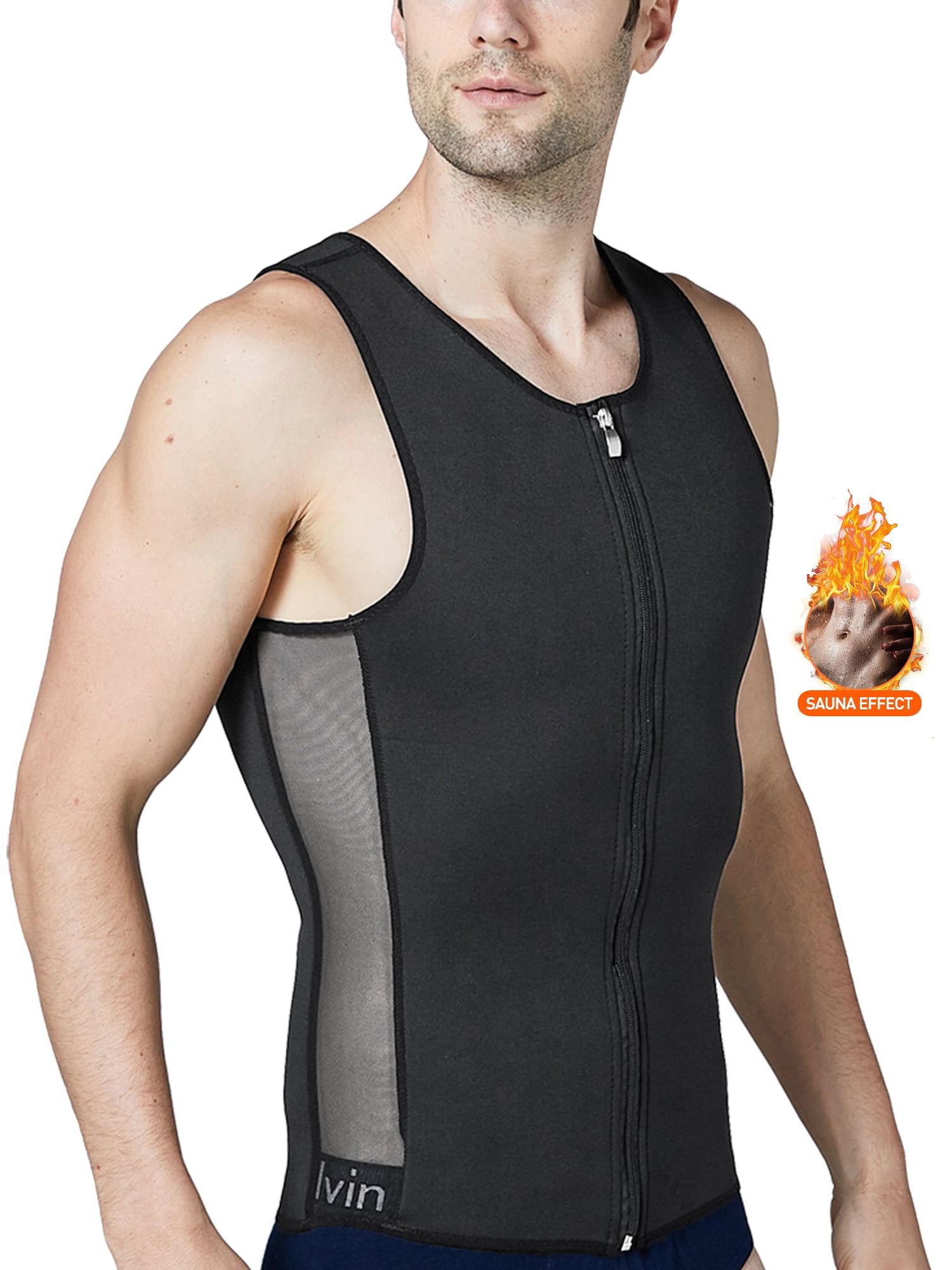 MISS MOLY Mens Sauna Waist Trainer Workout Vest Zipper