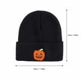 thumbnail image 4 of Fabrcox Halloween Cuffed Knit Beanie Hat for Adults and Teens, Unisex Soft Warm Beanie with Embroidered Pumpkin Pattern, Holiday Party Costume Accessories White, 4 of 8
