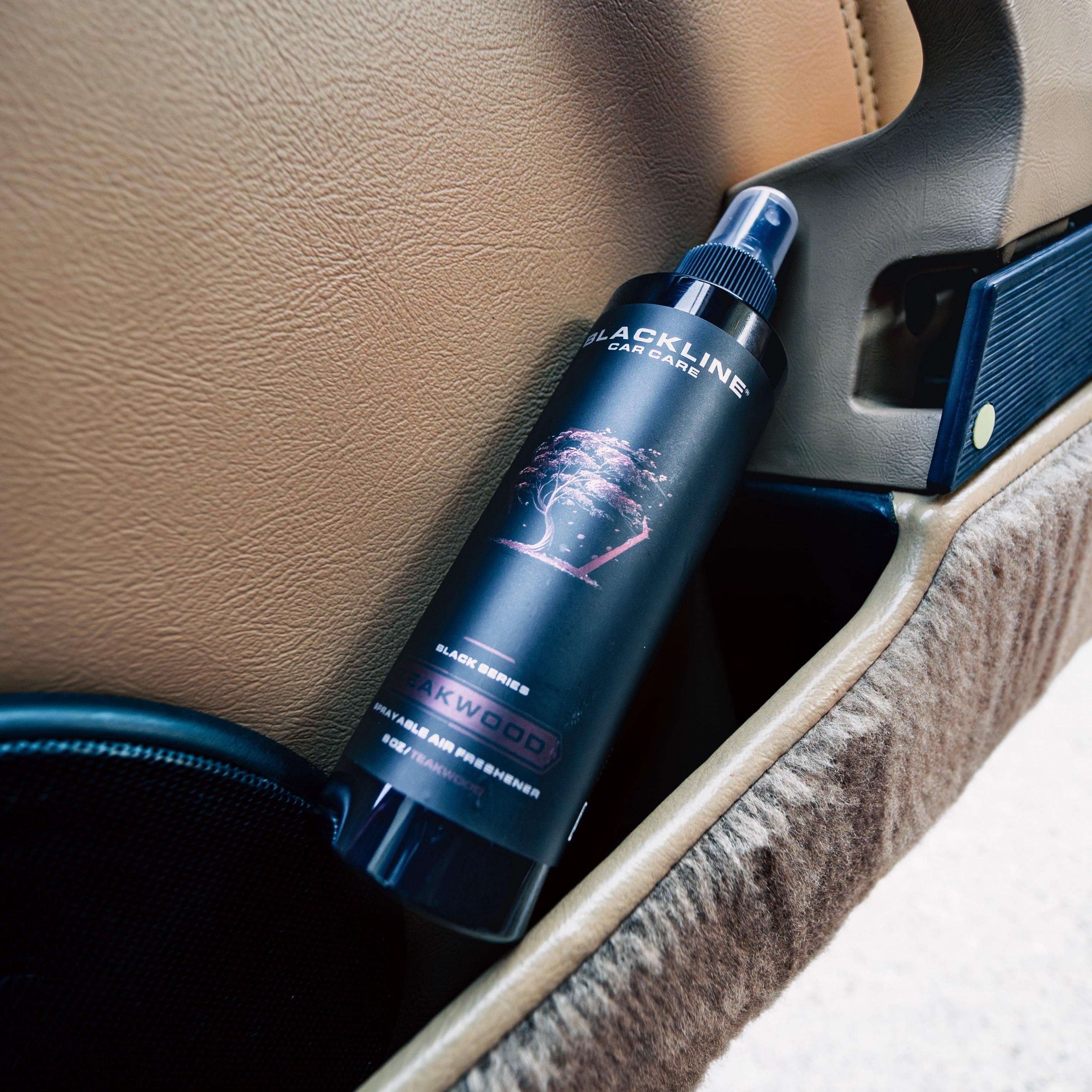 Blackline Car Care - Teakwood Car Air Freshener, Long-Lasting, Oder Eliminator, for Cars, Trucks, SUV, or Home Use - 8 fl OZ - Teakwood Air Freshener - Odor Spray