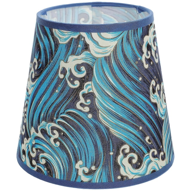 Fabric Lamp Shade Sea Wave Pattern Lamp Shade Desk Lamp Cover Decorative Lampshade(E27)
