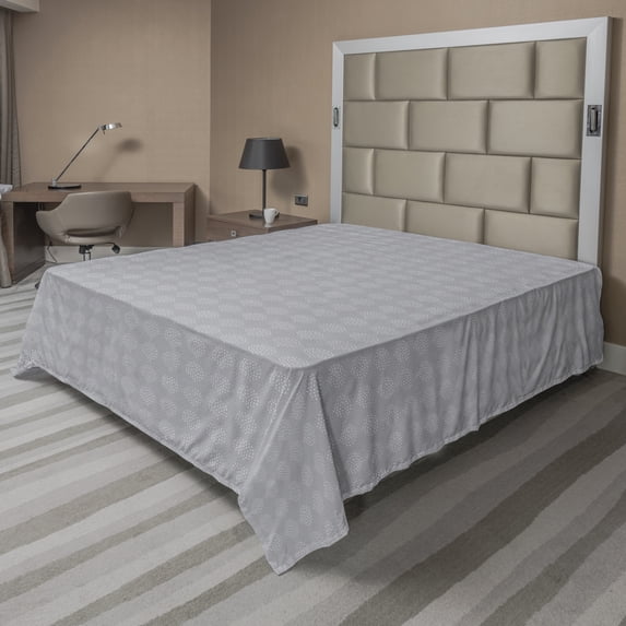 Abstract Flat Sheet, Neutral and Minimal Design of Drop Shaped Spots in Muted Tones, Soft Comfortable Top Sheet Decorative Bedding 1 Piece, 6 Sizes, Purpleblue Taupe, by Ambesonne