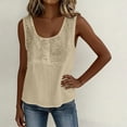 thumbnail image 4 of FchengtaiS Cotton Linen Tank Tops for Women Floral Embroidered U Neck Sleeveless Shirts Summer Casual Loose Boho Blouses, 4 of 6
