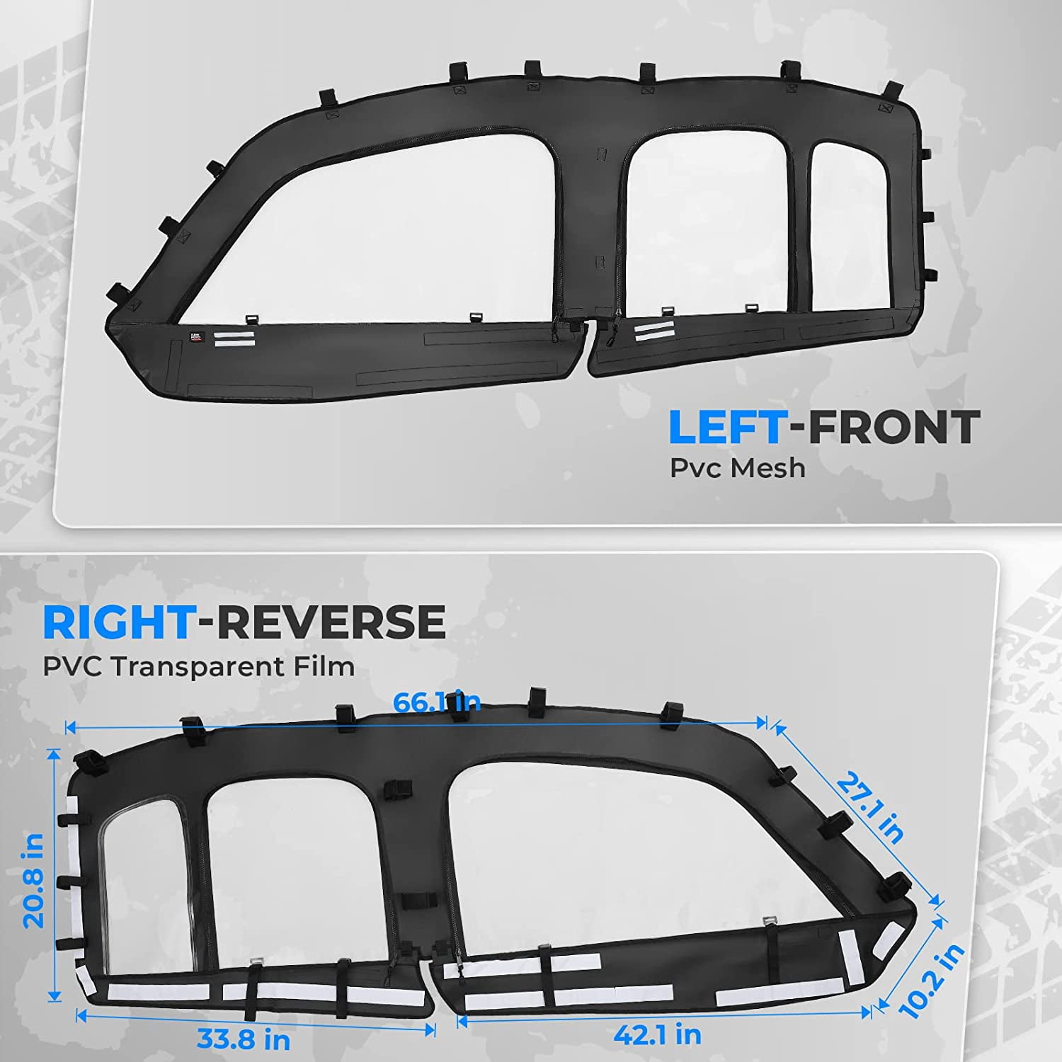KEMIMOTO UTV Soft Cab Enclosure Upper Doors Window Compatible with General XP 4 1000 Water-Resistant and Heavy-Duty Fits 4 Side Windows