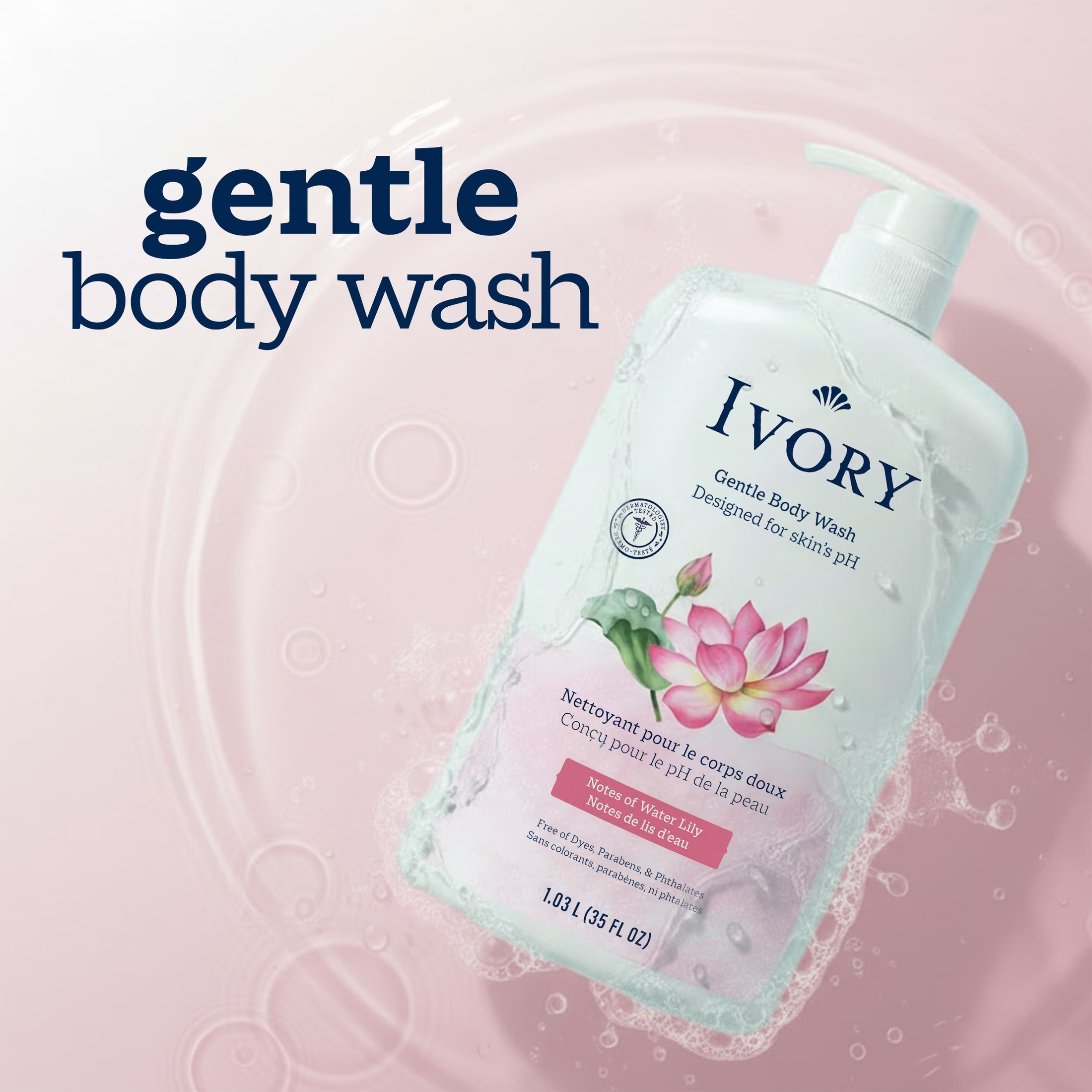 Ivory Mild and Gentle Body Wash Water Lily Scent photo 2