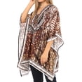 thumbnail image 3 of Sakkas Aymee Women's Caftan Poncho Cover up V neck Top Lace up With Rhinestone - SBR123-Brown - One Size Regular, 3 of 5