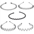thumbnail image 1 of 5Pieces Metal Headbands Wavy Hairband Spring Hair Hoop Sports Fashion Hair Bands, 1 of 4