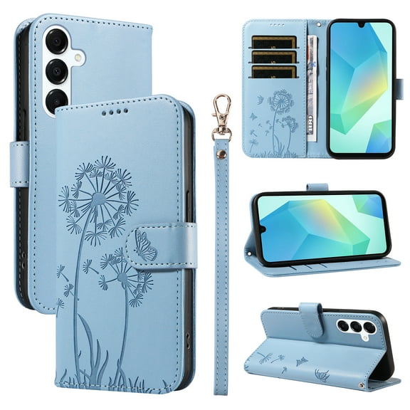 Wallet Case for Samsung Galaxy A16 5G, Card Holder and Kickstand, Shockproof and Scratch Resistant, Sky Blue