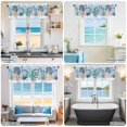 thumbnail image 6 of Kitchen Valances for Window, Watercolor Marine Starfish Conch Coral Light Filtering Rod Pocket Valance Curtain, Ocean Life White Blue Stripe Short Curtains Window Topper for Bedroom 42x18in, 6 of 9
