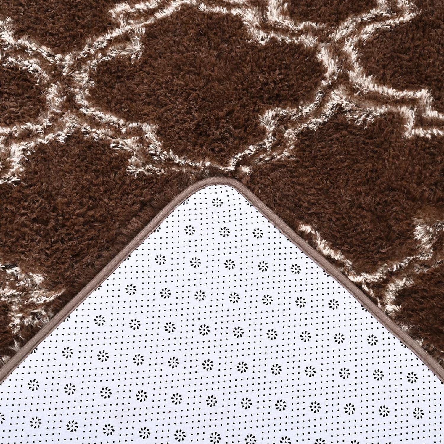 Junovo Ultra Soft Soft Area Rugs Fluffy Modern Geometric Rugs,Shaggy Floor Carpets For Living Room Bedroom Nursery Room 5'x8',Brown/Beige
