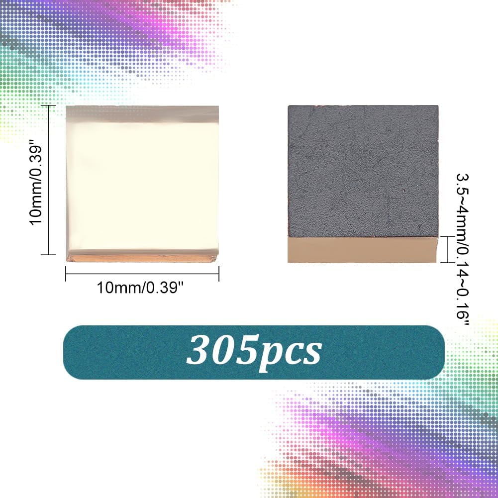 1 Box 320pcs Mirror Mosaic Tiles for Crafts 10mm Square Glass Mirror Tiles Mini Glass Decorative Mosaic Tiles for Home Decoration Art Crafts Jewelry Disco Ball Making Clear No Hole