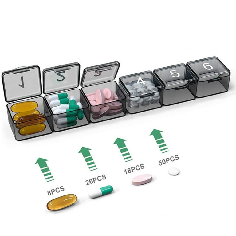 Transparent Layer Pill Box Organizer, Portable Pocket Pill Box