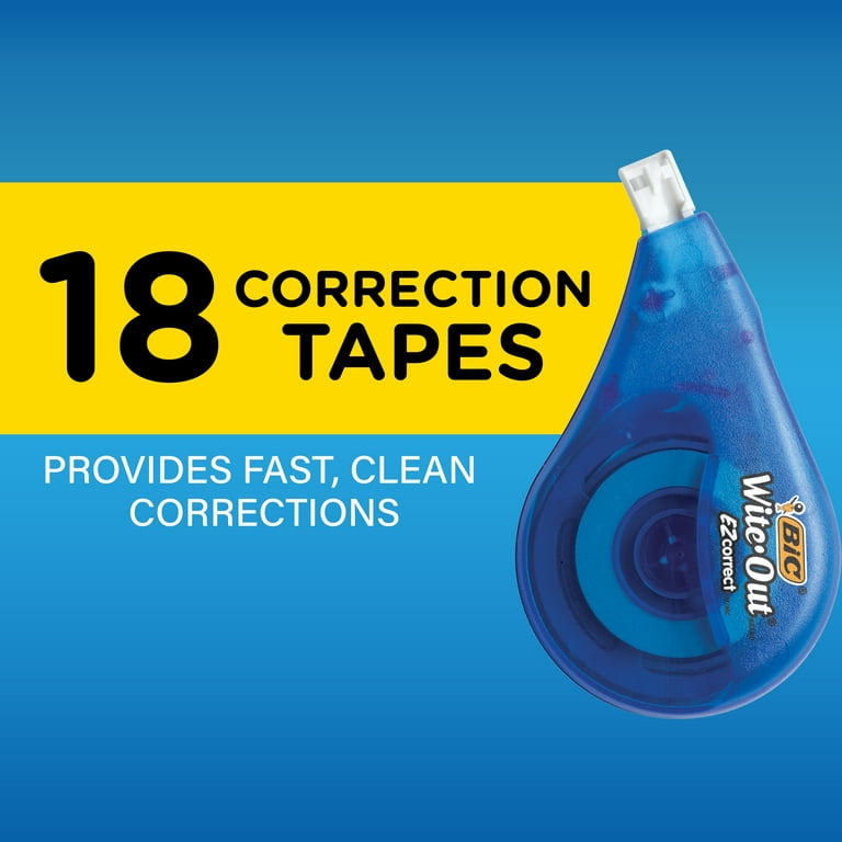 BIC Wite-Out Brand EZ Correct Correction Tape, White, 18-Pack for School  Supplies