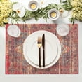 thumbnail image 3 of Rust Red Ethnic Boho Placemats Set of 4 Bohemian Carpet Vintage Linen Washable Kitchen Dining Southwestern Table Mats Stain Heat-Resistant Desktop Decor Place Mats for Home Party Indoor 12x18 in, 3 of 8