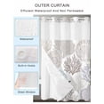 thumbnail image 2 of No Hook Cloth Fabric Shower Curtain with Snap in Liner, Gray Shell Coral Waterproof Shower Curtains Set with See Through Top Window, Coastal Summer Beach Nautical Ocean Bath Curtains Shower 36"x72", 2 of 6