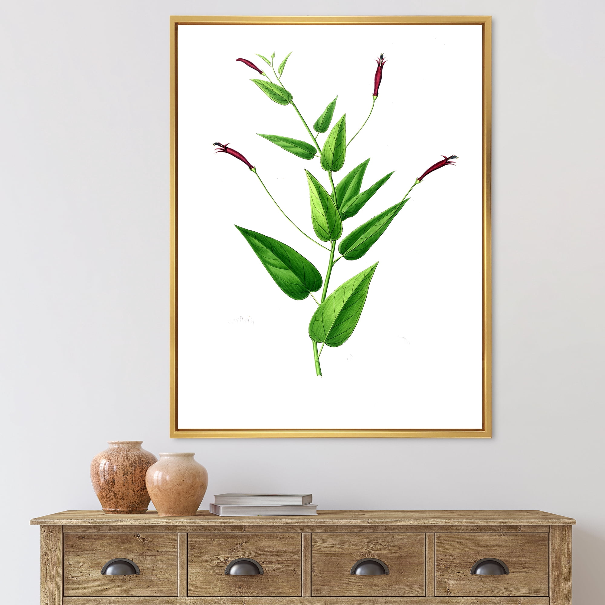 Designart 'Ancient London Plants VII' Traditional Framed Canvas Wall Art Print