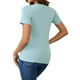 thumbnail image 3 of Camisetas de maternidad de manga corta de punto acanalado para mujeres, inspiradas en el Día de la Madre, con cruce para lactancia, color azul medio, 3 of 6