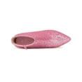 thumbnail image 4 of BLISSFUL STEP Women's Glitter Point Toe Stiletto Heels Ankle Boots Pink 7, 4 of 8