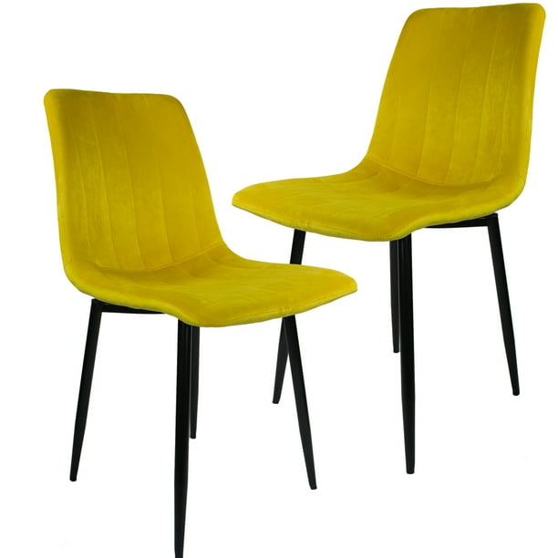 2 Sillas Comedor Eames Tapizada Rack & Pack Mostaza Terciopelo Sala Habitación