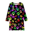 thumbnail image 3 of GERsome Girls Long Sleeve Dress Crewneck A Line Twirly Skater School Party Playful Print Dress 4-14 Years, 3 of 4