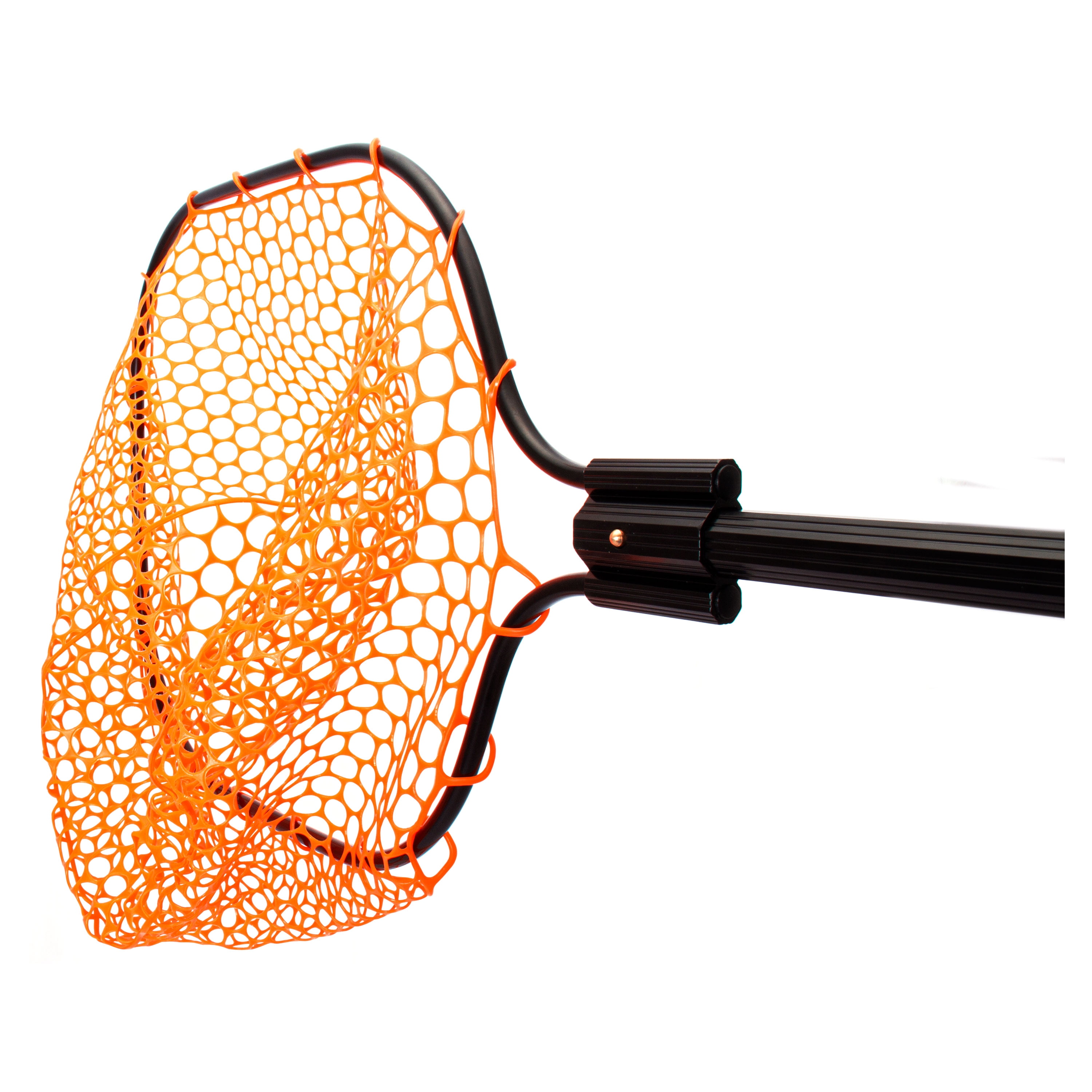 Ozark Trail Rubber Mesh Fish Landing Net. High Visibility Orange Mesh and a  Retractable Aluminum Handle..