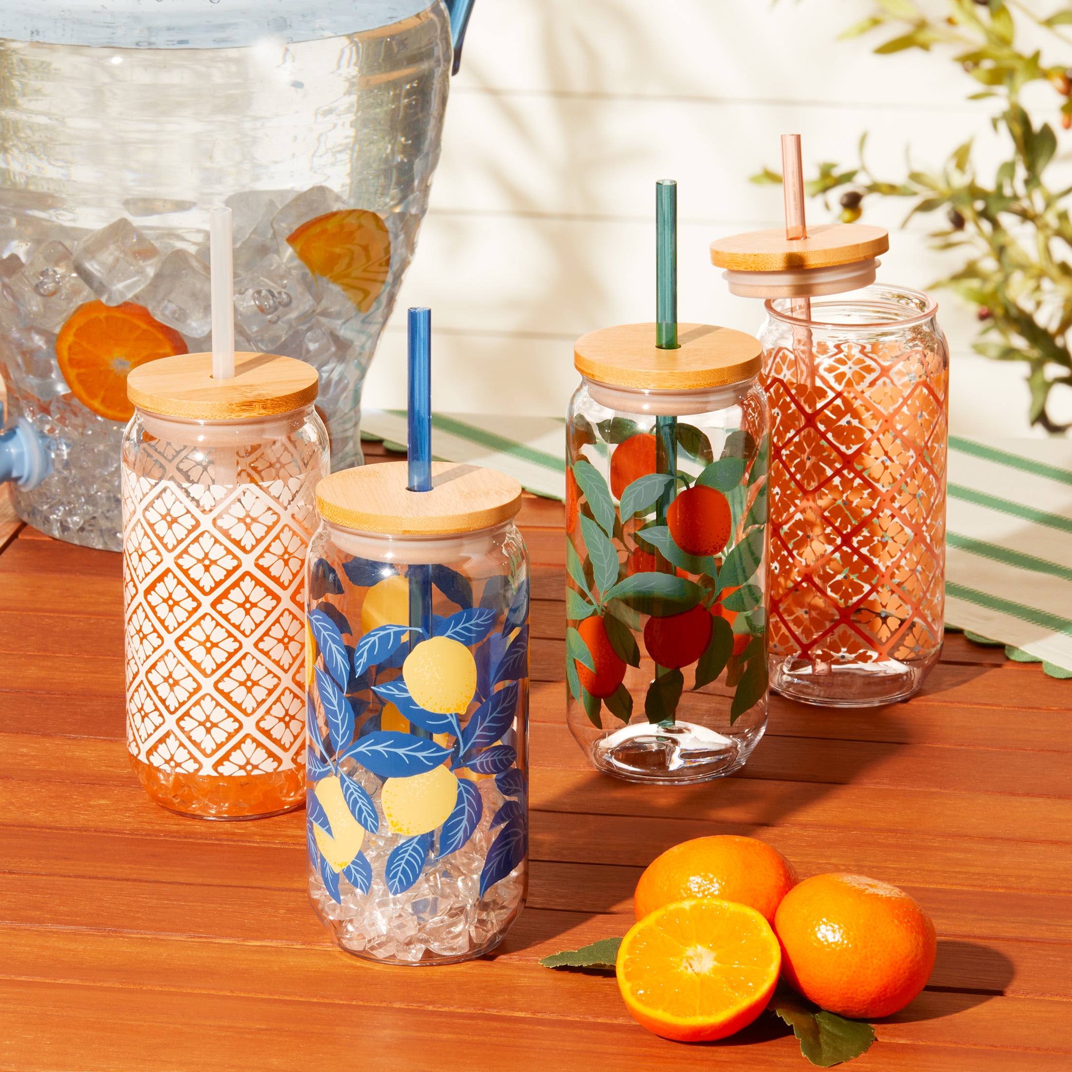 Mainstays by Becky G. & Alejandra 20-Ounce Acrylic Can Shape Tumblers, Assorted Designs, 4 Count