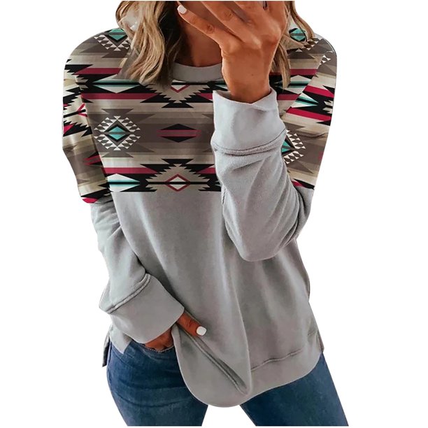 Camiseta de manga larga con cuello redondo para mujer a la moda, blusa holgada con estampado de otoño, sudadera Fridja FKASFK1766