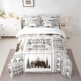 thumbnail image 2 of Manfei Safari Moose 7-Piece Twin Bedding Sets,Rustic Adventure Game Bedding Comforter Set,Gray White Plaid Sheet Sets For Boys Teens,Microfiber Bedroom Decor Reversible, 2 of 8