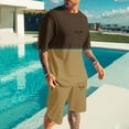 thumbnail image 2 of GERsome Mens 2 Piece Outfits Short Sleeve Crewneck Tops and Shorts Sets Color Block Casual Summer Tracksuits Sets S-4XL, 2 of 5