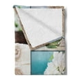thumbnail image 2 of Spa Soft Flannel Fleece Throw Blanket, Far East Close to Your Heart Massage Theme Collage Oils Candles Flowers Print, Cozy Plush for Indoor and Outdoor Use, 60" x 80", Blue and White, by Ambesonne, 2 of 5