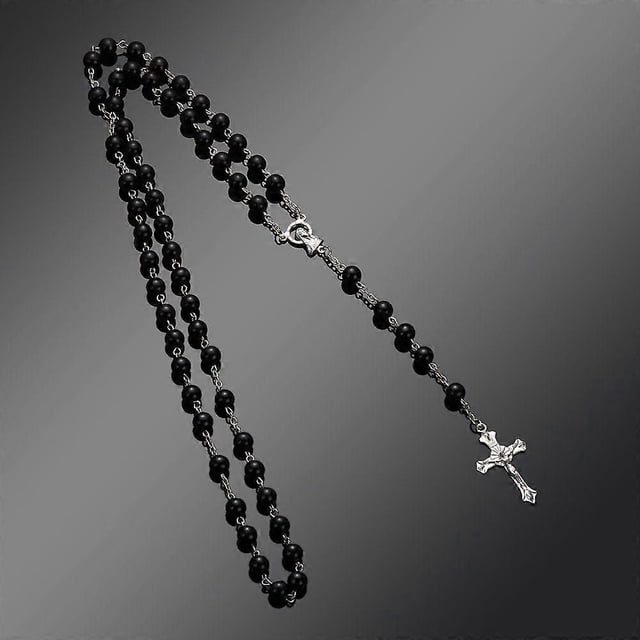 Fashion Vintage Cross Necklace Rosary Beads Chain Jesus Crucifix Virgin Mary Pendant Chain Jewelry Necklace