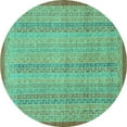 thumbnail image 1 of Ahgly Company Indoor Round Abstract Turquoise Blue Modern Area Rugs, 6' Round, 1 of 4