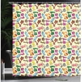thumbnail image 4 of Ambesonne Cartoon Shower Curtain, Colorful Motorcycles, 69"Wx84"L, Blue Yellow, 4 of 5