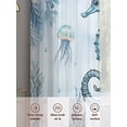 thumbnail image 6 of Sheer Curtains 84 inches Long 2 Panels Set Summer Ocean Light Filtering Sheer Drapes Rod Pocket Window Curtains for Living Room/Bedroom, Coastal Seahorse Coral Pattern Turquoise, 6 of 8