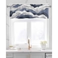 thumbnail image 2 of Navy Blue Linen Curtain Valance for Bedroom/Bathroom/Kitchen/Office/Living/Dining Room Window,Grey White Contemporary Minimalist Art Rod Pocket Topper Decorative Cafe Drapes Panel 54"x18", 2 of 6