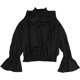 thumbnail image 1 of bar III Blusa de punto fruncido de manga dividida para mujer, negro, extragrande, 1 of 2