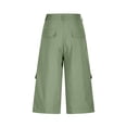 thumbnail image 4 of RYRJJ Women's High-Rise Cotton Twill Capri Hiking Shorts Multi Pocket Casual Loose Long Cargo Shorts Below Knee 3/4 Cargo Pants(Green,XL), 4 of 9