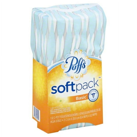 Puffs Softpack Basic Facial Tissues 132 Tissues Per Pack (2 Pack)