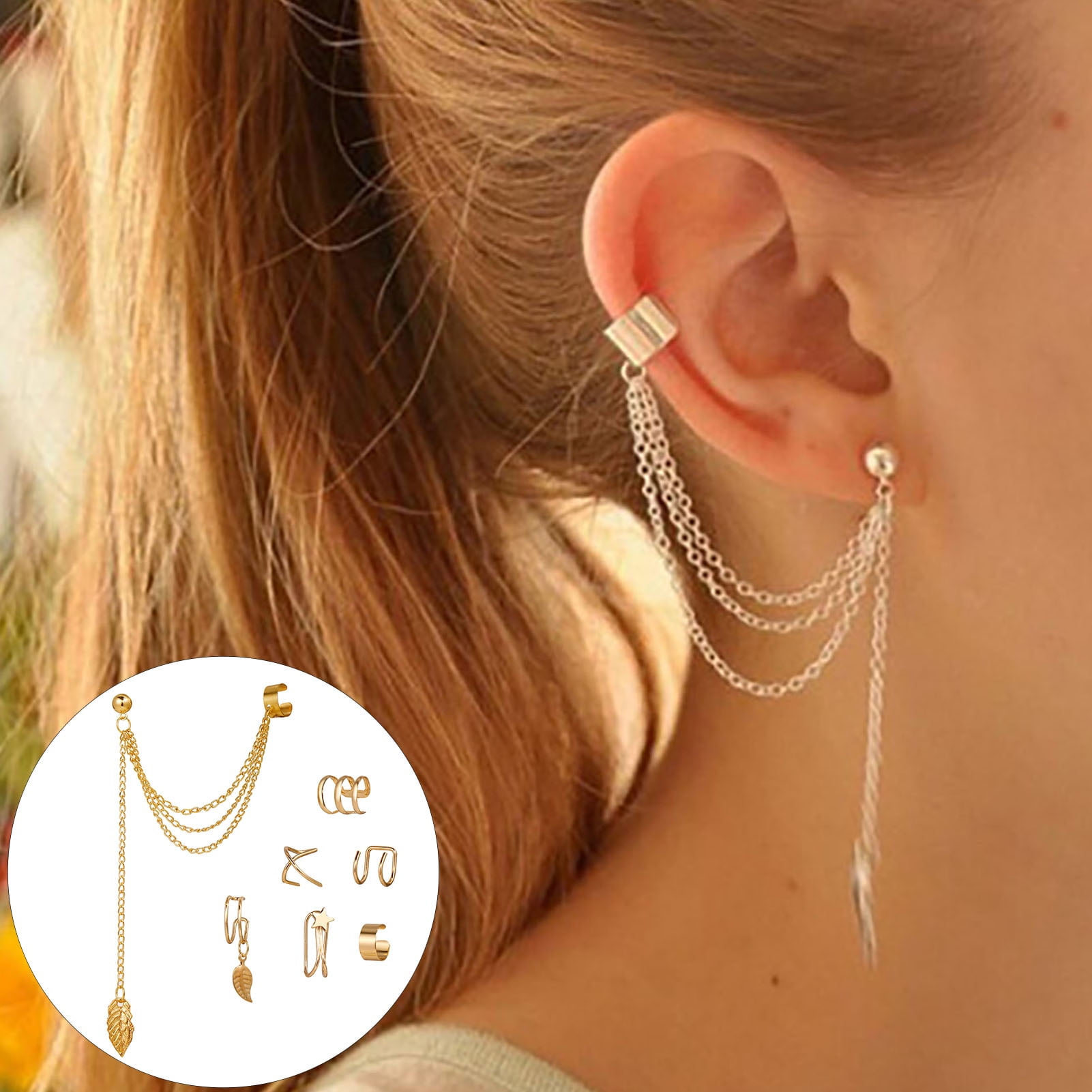 4 Earrings Set, Ear Cuff, Helix Earring, Cartilage Piercing in 925 Sterling  Silver and Gold Plated, Huggie Earrings, Ear Jacket Earring -  Norway