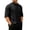 Black, variant on Men's Chinese Style Cotton Shirt 3/4 Sleeve Mandarin Collar Top with Traditional Frog Buttons Casual Kung Fu Tee