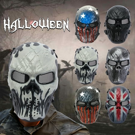 Ww2 Airsoft Gear Elfeland Tactical Gear Airsoft Mask Overhead Skull Skeleton Safety Guard Face Protection Outdoor Paintball Hunting Cs War Game Combat Protect for Party Movie Props Sports Activity ()
