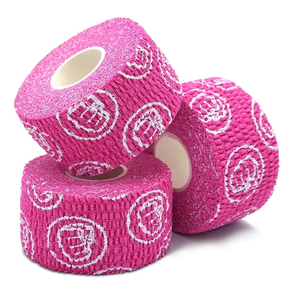WOD Nation Hook Grip Athletic Tape - Easy-Tear Sweat-Proof Grip Tape - Elastic Fabric for Powerlifting & Weightlifting - Flexible Finger & Thumb Wraps for Gym & BJJ - Pack of 24, 23 ft Rolls, Pink