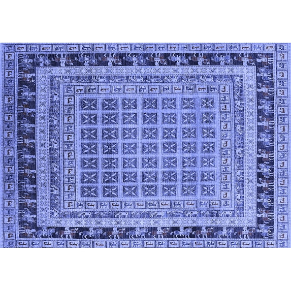 Ahgly Company Indoor Rectangle Oriental Blue Industrial Area Rugs, 2' x 3'