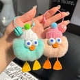 thumbnail image 5 of Cute rabbit hair duck car keychain pendant plush doll small mane backpack accessory - Watermelon red, 5 of 6