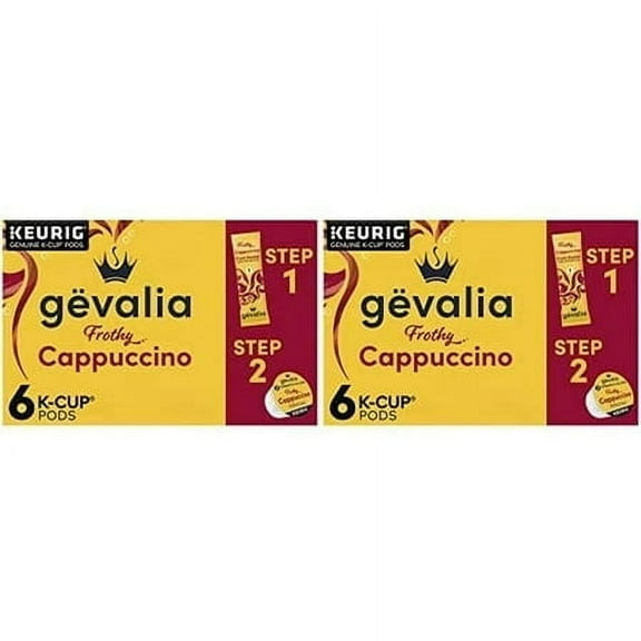 Gevalia Frothy 2-Step Cappuccino Espresso K-Cup Coffee Pods & Froth Packets Kit (6 Ct Box) (Pack Of 2)