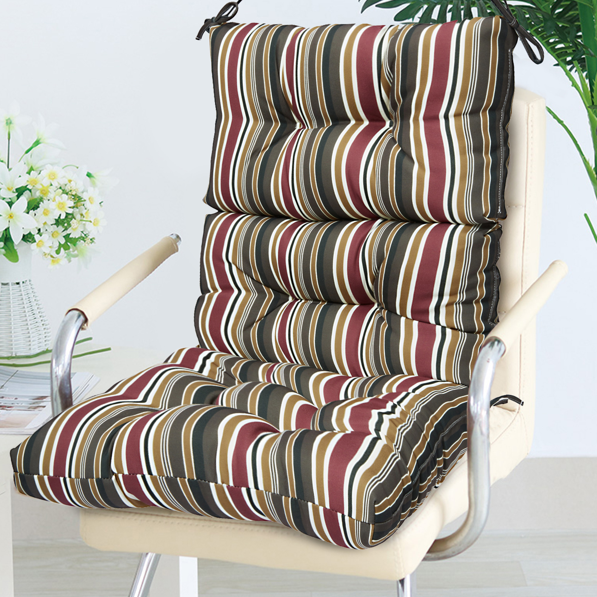 44x21 inch Outdoor Chair Cushion, 2/4pcs High Back Chair Cushions Patio Garden High Rebound Foam Chair Cushion Waterproof Polyester Seat Cushions or Home Patio Garden Decor - image 2 of 6