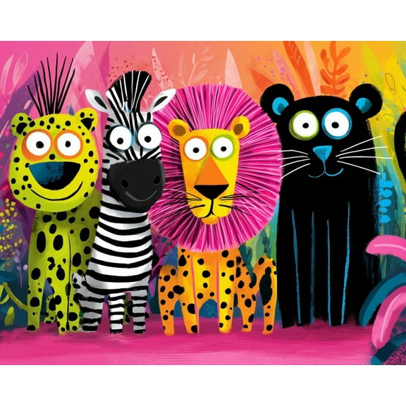 Paint by Numbers for Adults Kids Beginner Jungle Party Quartet DIY Acrylic Painting by Numbers Kits with Brushes Acrylic Pigment Home Decoration Gifts 16 x 20 inch